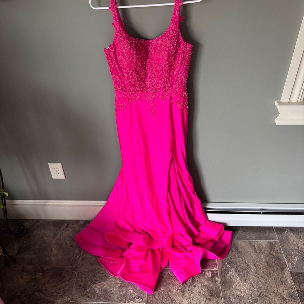 Prom‎ Formal Beaded Jersey Sheer Corset Slit Gown Tiffany Designs Gala Mermaid 8